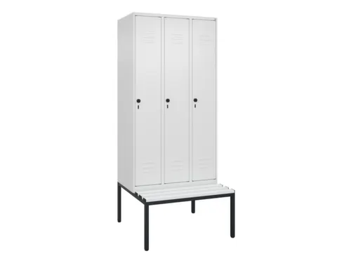 locker met bank,HxBxD 2120x900x815mm,3vak,vak B 300mm,draaigrendel