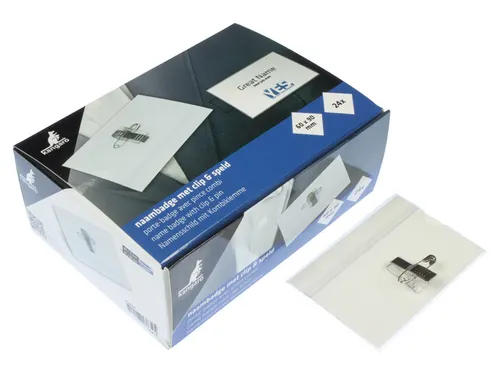 Naambadge Kangaro 60x90mm doos a 24 stuks met clip, speld en insteekka