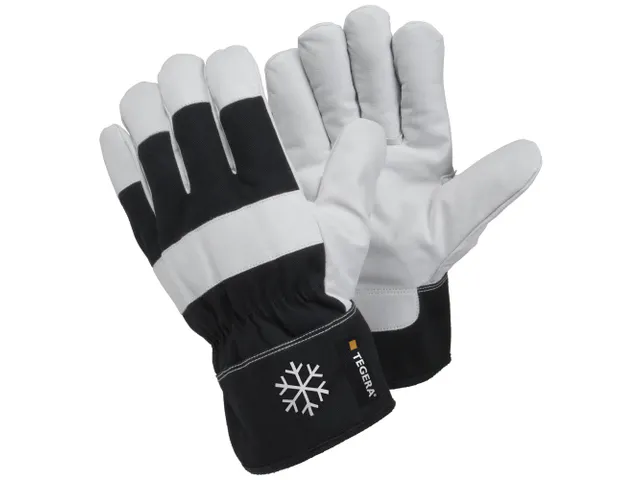 Tegera 377 koudebestendige lederen handschoenen, zwart/wit, maat 10, p
