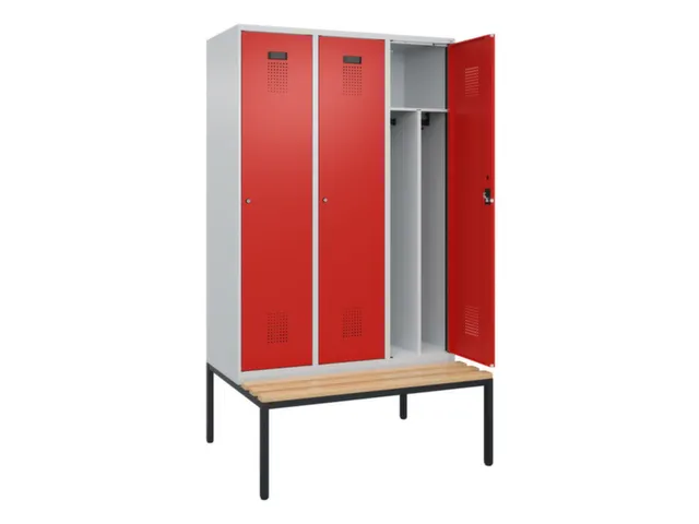 locker met bank,voor scheiding van kleding,HxBxD 2120x1200x815mm,3vak