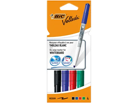 Viltstift Bic 1744 Whiteboard Rond Assorti 1.4mm Blister à 4st