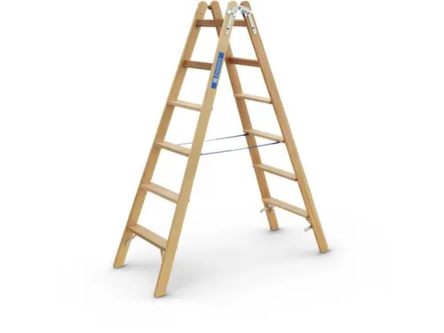 trapladder,beide zijden,2x6sporten,balk L 1,81m,2-dlg.,naaldhout