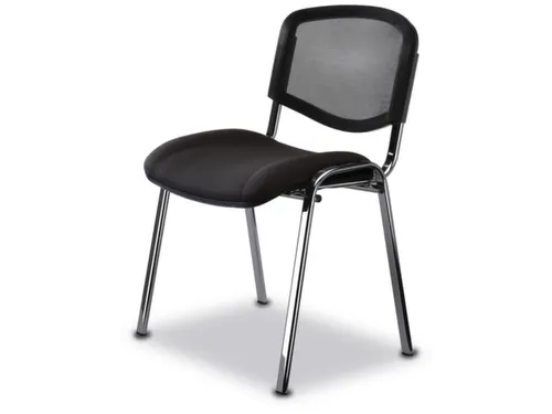 Buisstalen Stoel Zwart Stof Netrug Zitting 475x415mm Frame Verchroomd