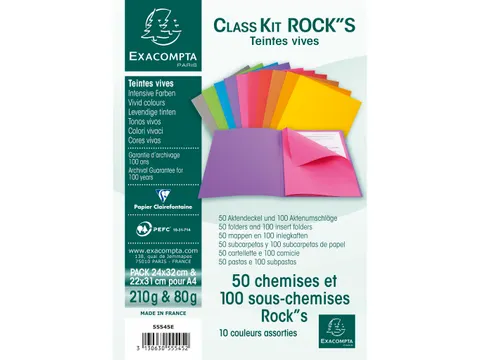 50 Dossiermappen + 100 inlegmappen ROCK''S A4 Assorti