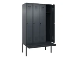 locker met bank,HxBxD 2120x1200x815mm,4vak,vak B 300mm,draaigrendel
