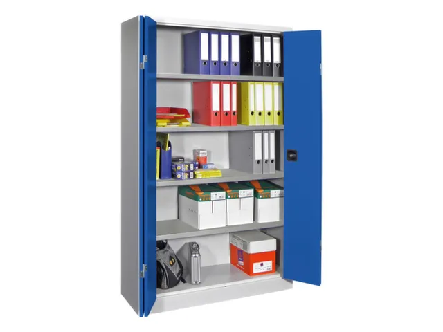 Vouwdeurkast 1950x1200x400mm 4legborden Verzinkt Ral7035 Front Ral5010