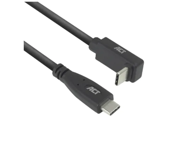 Kabel ACT USB-C standaard naar USB-C hoek boven/beneden 10Gbps 2m