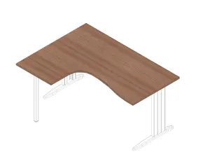 hoek-bureau,HxBxD 730x1600x1200mm,blad canaletto-hout,verdieping links - 1