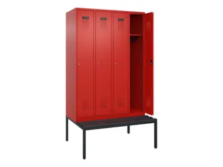 locker met bank,HxBxD 2120x1200x815mm,4vak,vak B 300mm,cilinderslot - 1