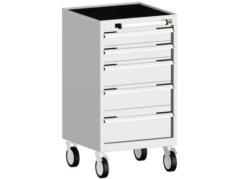 ladekast verrijdbaar 980x525x525mm 5laden RAL7035 front RAL7035