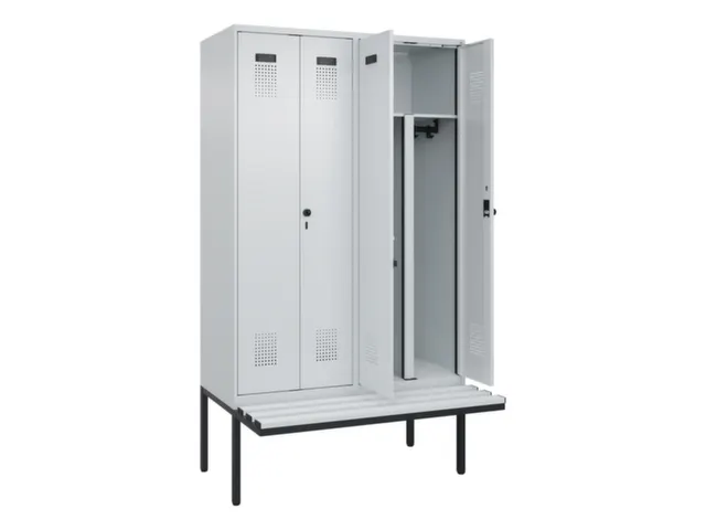 PBM-locker met bank,HxBxD 2120x1200x815mm,4vak,vak B 300mm