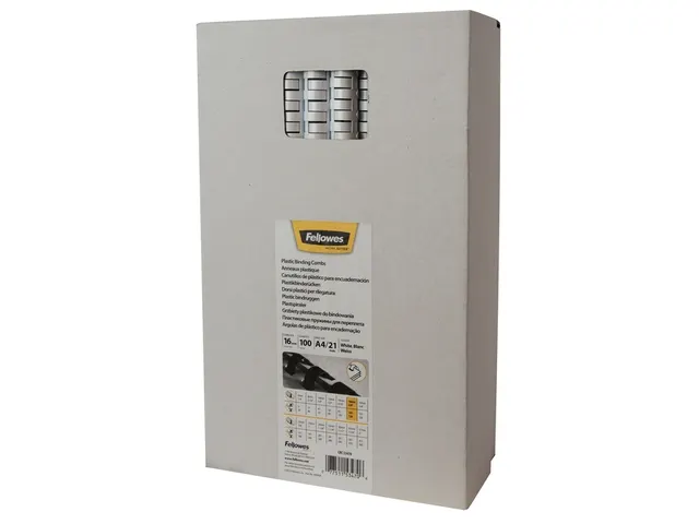 Bindrug Fellowes 16mm 21-rings A4 wit 100stuks
