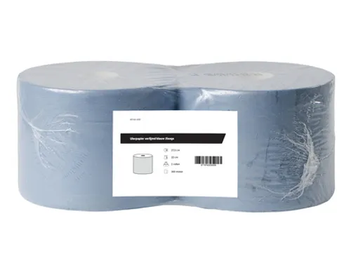 Poetsrol verlijmd blauw 2-laags 2 rol 360m