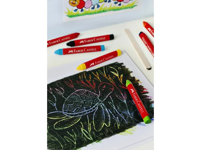 Waskrijt Faber-Castell driehoekig assorti set à 12 stuks