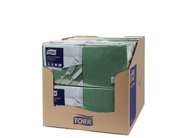 Tork 477413 Soft Lunchservet Advanced Donkergroen 33x33cm