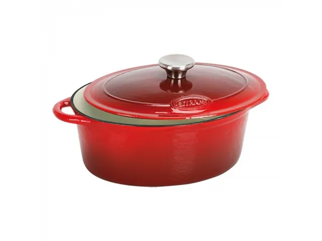Sitram Tradifonte gietijzeren Braadpan met deksel ovaal 27x21cm Rood