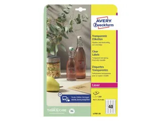 Etiket Avery L7781-25 45.7x25.4 transparant 1000st - 2