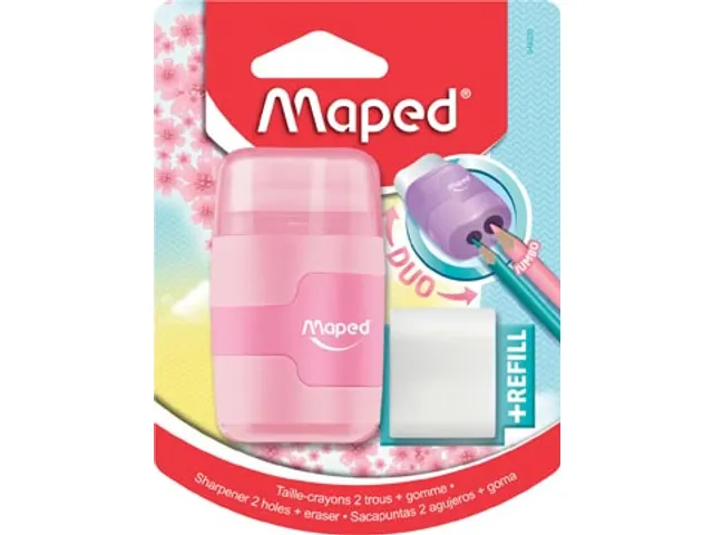 potloodslijper + gom Connect Soft Touch assorti pastelkleuren, op blis