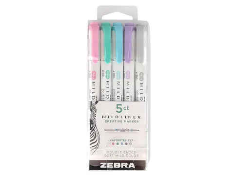 MILDLINER markeerstift Favorites 5 x assorti kleuren dubbele punt
