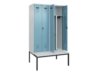 PBM-locker met bank,HxBxD 2120x1200x815mm,4vak,vak B 300mm - 1