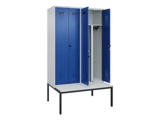 PBM-locker met bank,HxBxD 2120x1200x815mm,4vak,vak B 300mm - 1