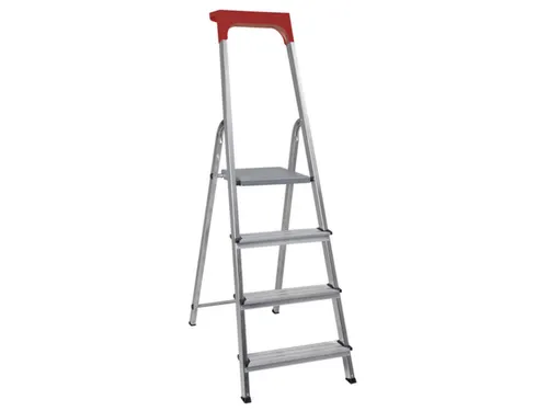 aluminium trapladder,eenzijdig,4treden,Stand H 0,78m,balk L 1,48m