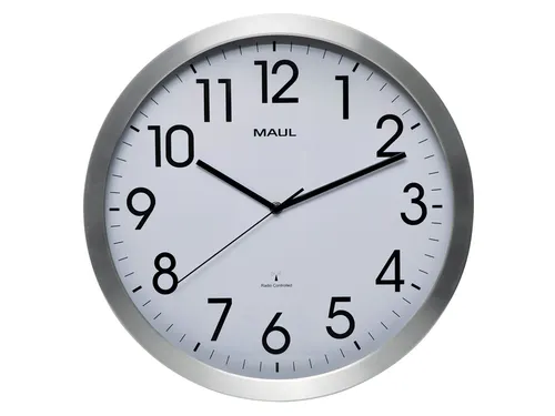 Wandklok MAUL Move RC Ø40cmxx4.5cm aluminium/wit incl.batterij