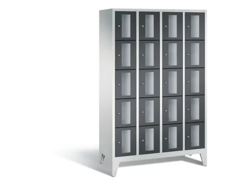 Lockerkast 1850x1190x500mm 4x5 vakken Cilinderslot Poten, RAL7021