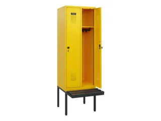 locker met bank,HxBxD 1950x600x815mm,2vak,vak B 300mm,draaigrendel - 1