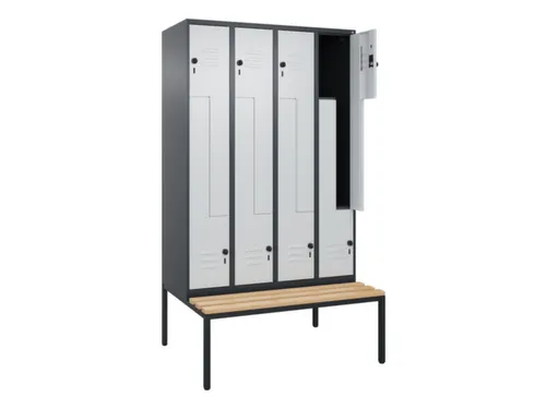 Z-garderobekast,HxBxD 2120x1200x815mm,8vak,vak B 300mm,draaigrendel