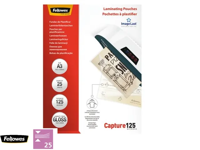 Lamineerhoes Fellowes A3 2x125 Micron glanzend 25stuks
