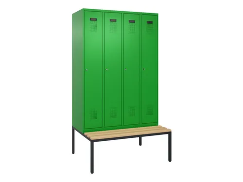 locker met bank,HxBxD 2120x1200x815mm,4vak,vak B 300mm,cilinderslot