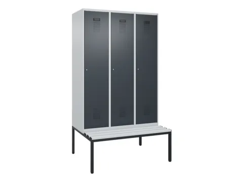 locker met bank,HxBxD 2120x1200x815mm,3vak,vak B 400mm,cilinderslot