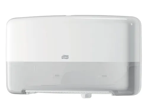 Tork 555500 T2 Twin Mini Jumbo Toiletpapier Dispenser Elevation Wit