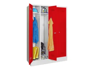 garderobekast,HxBxD 1850x1170x500mm,4vak,RAL7035,front RAL3000 - 2