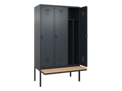 locker met bank,voor scheiding van kleding,HxBxD 2120x1200x815mm,3vak