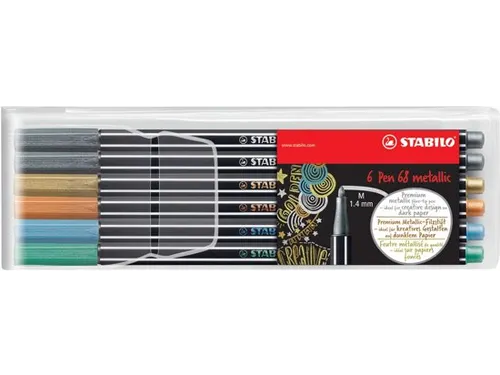 Pen 68 metallic viltstift 6 kleuren 6 stuks