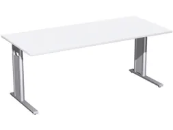 In hoogte verstelbaar bureau,HxBxD 680-820x1800x800mm,blad wit