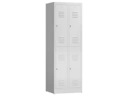 Dubbeldekse garderobekast 1800x590x500mm 2x2vak klink sokkel RAL7035