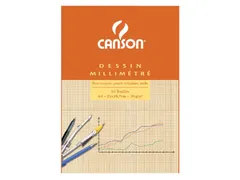 Millimeterpapier Canson bruingeel bedrukt 50vel 90gr A4 wit