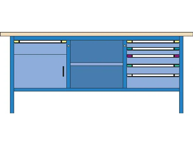 werkbank,HxBxD 845x2000x700mm,multiplexblad,RAL7035,front RAL7035