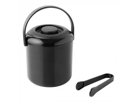 IJsblokjesemmer Kunststof PP zwart met tang 0,5 liter