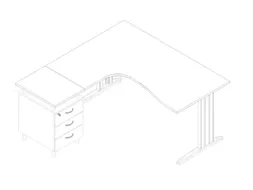 bureauset bureau staand ladeblok links 730x1600x1650mm C-voet wit