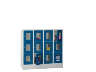 lockerkast,HxBxD 1187x1200x500mm,4x3vakken,RAL7035,front RAL5010 - 2