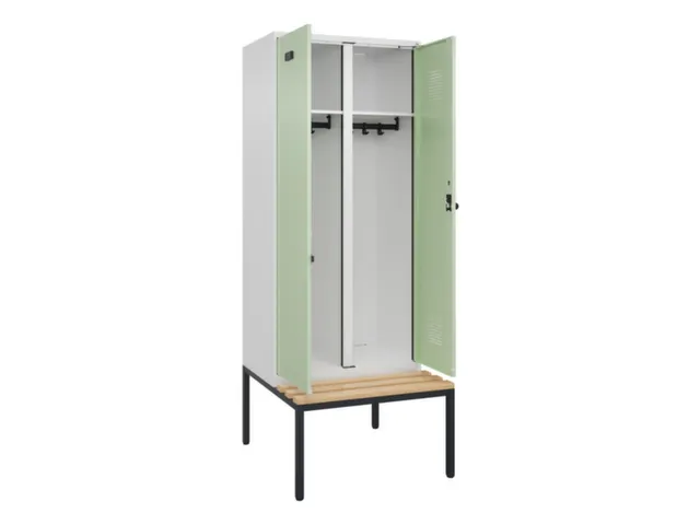locker met bank,voor scheiding van kleding,HxBxD 2120x800x815mm,2vak