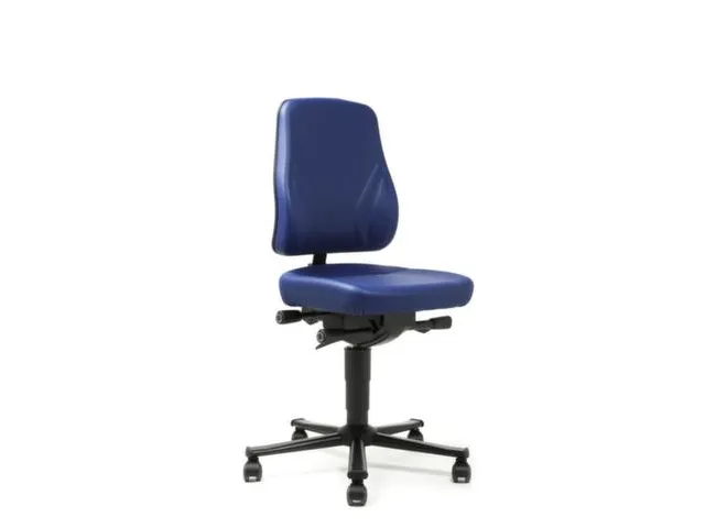 Werkplaatsstoel,zitting kunstleer blauw