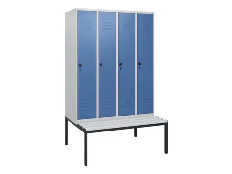 locker met bank,HxBxD 1950x1200x815mm,4vak,vak B 300mm,draaigrendel