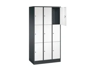 lockerkast,HxBxD 1950x920x500mm,3x3vakken,cil.-slot,sokkel - 1