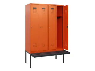 locker met bank,HxBxD 1950x1200x815mm,4vak,vak B 300mm,cilinderslot - 1