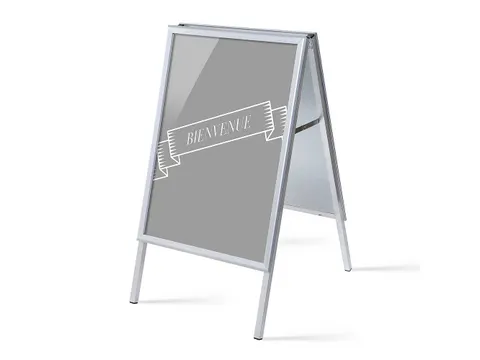 Stoepbord A1 complete set met print "BIENVENUE" Grijs